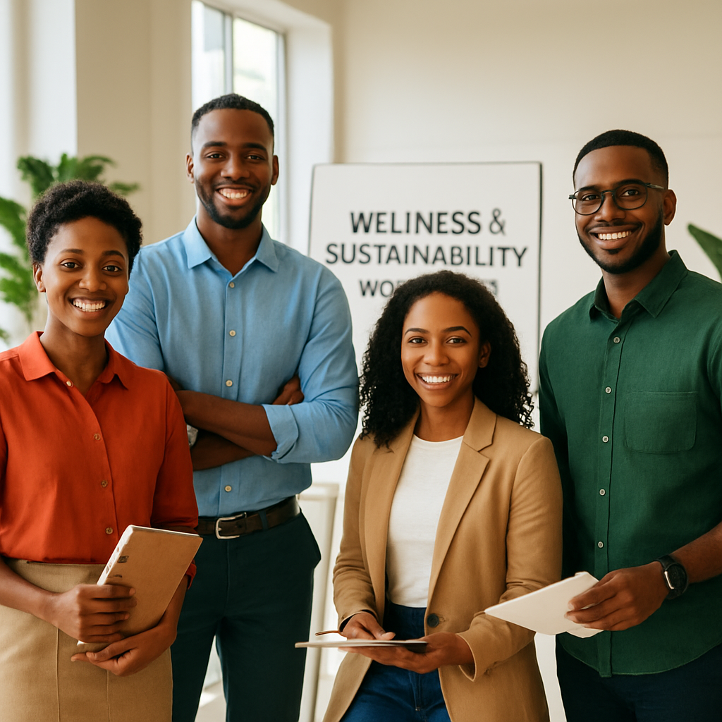 Young African leaders collaborating during a wellness and sustainability workshop